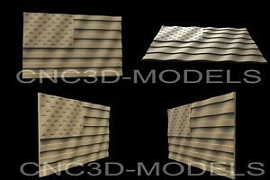 3D STL Models for CNC Artcam Aspire&#034;USA Flag&#034;United States of America Flag.AF7
