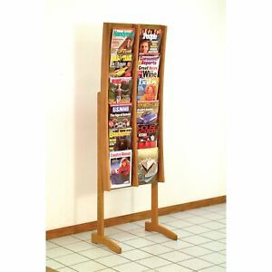 Wooden Mallet Stance 12 Pocket Curved Floor Display, 2Wx6H, Medium Oak