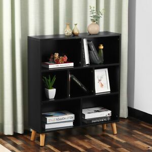 36&#034; H 7 Cube Storage Organizer Bookcase with Wooden Legs in Rustic Wood FREESHIP