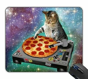 New Top Funny Space Cat and Pizza Rectangle Non-Slip Rubber Mouse Pad Mousepa...