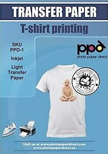 PPD Inkjet PREMIUM Iron-On White and Light Color T Shirt Transfers Paper LTR of