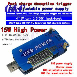 USB buck-boost Power Supply Module 15W Boost Converter LCD Display DC adjustable