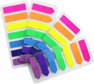 4 Sets 0.5x1.8 Flags Tabs Neon Page Markers 7 Bright Color Sticky Index, 560 Pcs