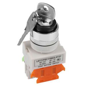 2 Position Key Operated Switch With 2 Keys 22mm Mount Hole LAY37-11Y/21 220V
