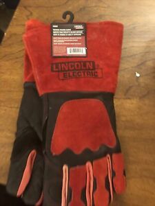 NEW LINCOLN ELECTRIC KH962 Premium Welding Gloves  Black/Red Leather  FREE SHIP