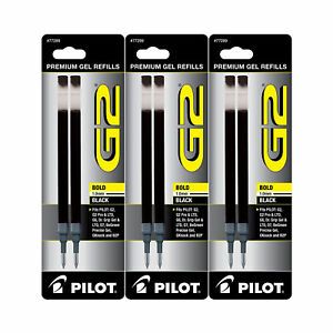 Pilot G2 Gel Ink Pen Refills, Bold Point, 1.0mm, Black Ink, 6 Refills