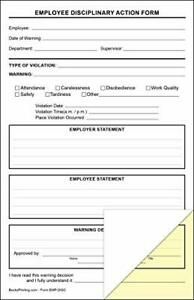 Employee Disciplinary Action Forms 2 Part Carbonless Paper - Pack of 250