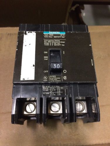 Siemens bqd 480/277 3 pole 30 amp circuit breaker  ***free shipping usa*** for sale