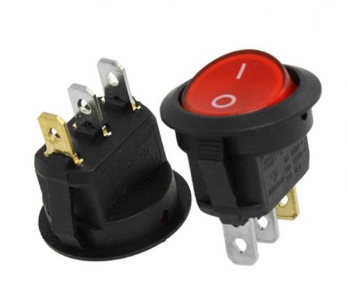 2pcs x red light 3 pin on-off spst round boat rocker switch 6a/250v 10a/125v ac for sale