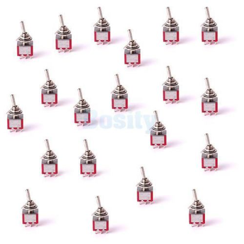 20pcs KNX-218 Mini Toggle Switch DPDT ON-ON Two Position Red 2A 250V 5A 120V