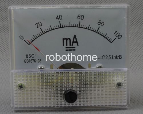 100MA DC Ammeter Head Pointer 85C1 Panel Meter Mounting Head Current Measuring