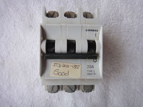 Siemens 20A Type 3 SSN1 TP Circuit Breaker     BS 3871 M6  BS3871M6