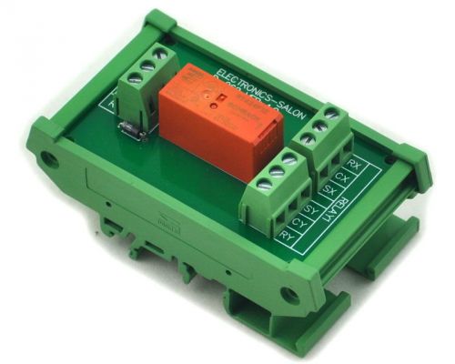 DIN Rail Mount Passive Bistable/Latching DPDT 8A Power Relay Module, 12V Version