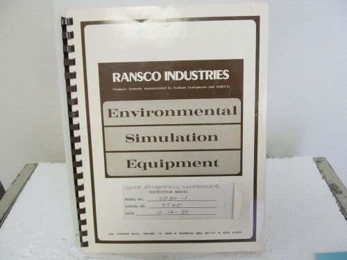 Ransco Ind. 900-SD Series Temperature Test Chambers Instruction Manual w/schem