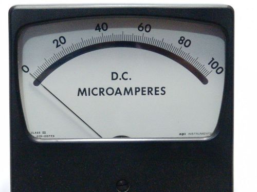 Genuine api instruments d.c. 0-100 microamperes meter gauge class lll 428-1207r9 for sale