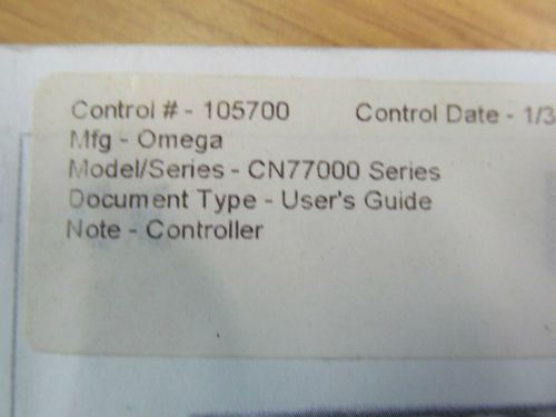 Omega Engineering CN77000 Series Controller User&#039;s Guide