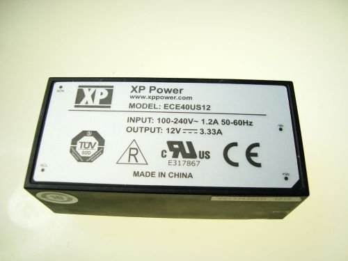 XP POWER  ECE40US12  AC-DC CONV, PCB MOUNT, 1 O/P, 40W, 3.33A, 12V