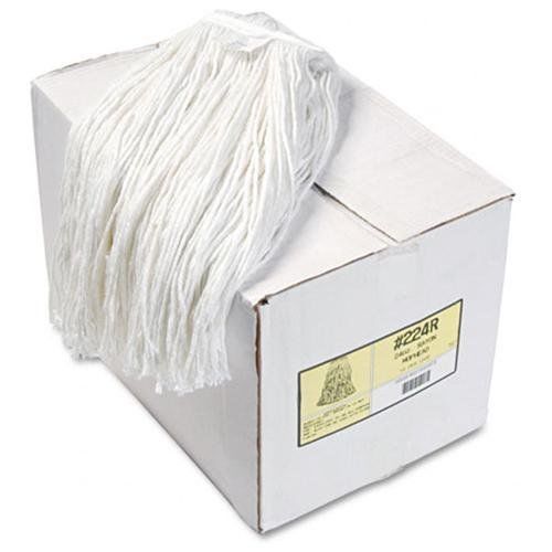 UNISAN Premium Cut-End Wet Mop Heads, Rayon, 24oz, White, 12/Carton