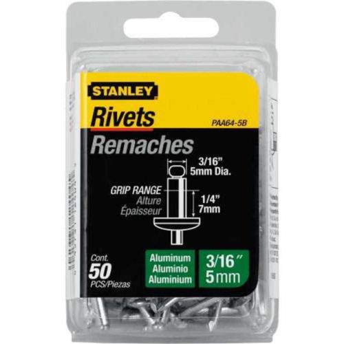 Alum rivets 3/16&#034;x1/4&#034; 50pk paa64-5b stanley misc specialty nails paa64-5b for sale