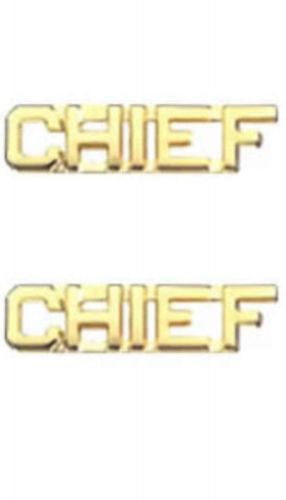 Fire police ems chief officer rank gold letter shirt uniform collar pins brass for sale