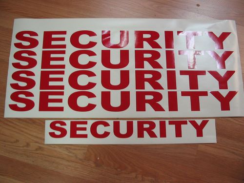 RED SECURITY Decal Set KIT 5 Huge Stickers Lot 4 Car Truck SUV Van Golf Cart