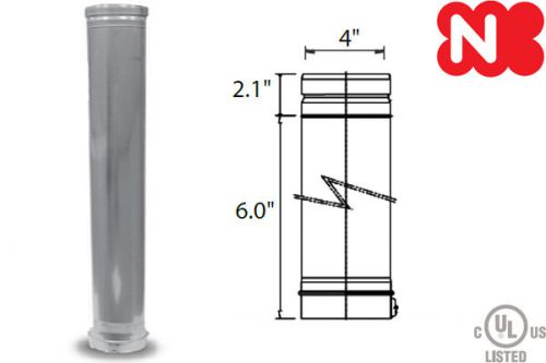 Noritz vp4-6str tankless water heater 4&#034; diameter 6&#034; long stainless vent pipe for sale