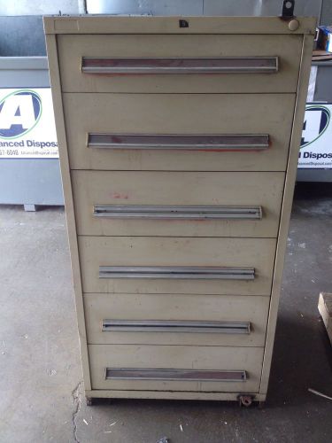 Stanley vidmar 6 drawer cabinet used off white paint 59&#034;x30&#034;x29&#034; for sale