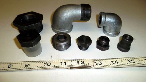 ASSORTED STEEL UNIDENTIFIED PIPE FITTINGS 8 PIECE LOT