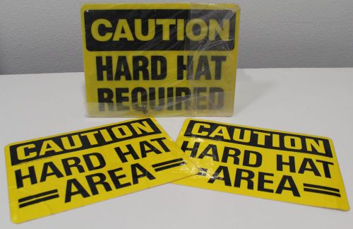 Lot 4 &#034;CAUTION HARD HAT REQUIRED AREA&#034; Industrial Business OSHA Signs Adhesive