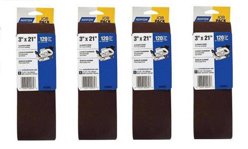 20 norton 3&#034; x 21&#034; aluminum oxide sanding belts belt sander fine 120 grit for sale
