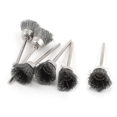 6 Pcs 2.3mm Shank 15mm Cup Shape Stainless Steel Wire Brush for Rotary Tool