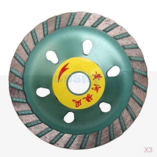 3x 10cm Green Segmented Swirl Concrete Stone Cutting Diamond Grinding Cup Wheel