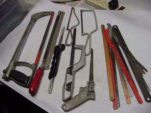 Assorted hack saws with misc blades for sale