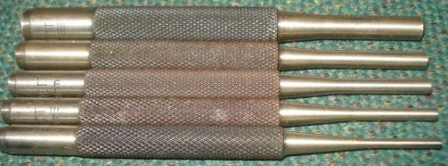 5 piece starrett pin punch set with knurled handle usa made 4 in long for sale