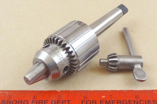 Very nice mt2 33 taper jacobs 6a lathe tailstock drill chuck cap 0 - 1/2&#034; &amp; key for sale