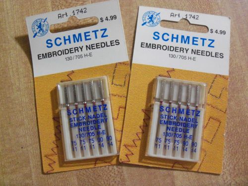 SCHMETZ SEWING MACHINE EMBROIDERY  NEEDLES SYSTEM 130/705 H-E ASSORTED PACKAGE
