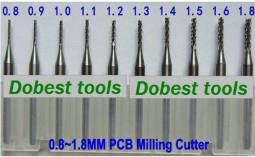 10pcs/set 0.8-1.8mm PCB cutters CNC milling cutter router bits