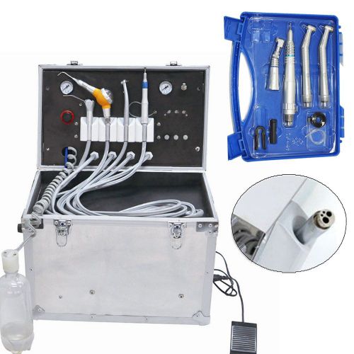Dental portable turbine unit suction compressor 4 holes+high low speed handpiece for sale
