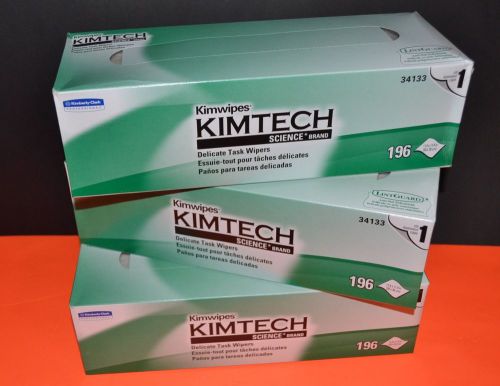 Lot 3 Kimtech Science Kimwipes Delicate Task Wipers 11.8&#034;x11.8&#034; 196 ct. 34133