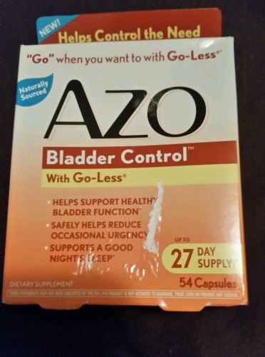 BRAND NEW SEALED AZO Bladder Control w/Go-Less 27 day supply 54 capsules EXP2016