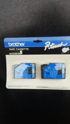 BROTHER TC-22 P-TOUCH TAPE CASSETTE LAMINATED LABELS BLUE ON WHITE ( TWIN PACK)