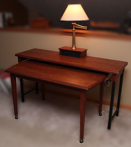 Hotel writing desk and side table w/lamp &amp; outlets for sale