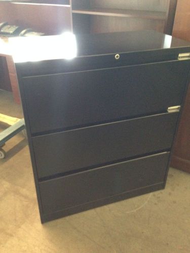 **3 drawer lateral size file cabinet by steelcase office furn w/lock&amp;key 36&#034;w** for sale