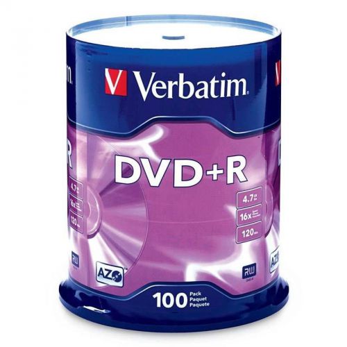 Verbatim 95098 100-Pack Blank 4.7GB DVD+R Media Spindle