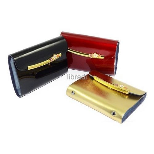 Business Name ID Credit Card cow leather Holder Case Wallet Golden Red Black