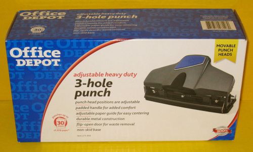 Office Depot Adjustible Heavy Duty 3-Hole Punch Up to 30 Sheets of 20lb Paper