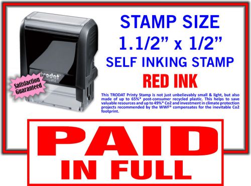 &#034;PAID IN FULL&#034; Self Inking Rubber Stamp in Red Trodat 9411 Stamper