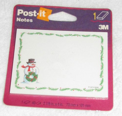 NEW! HTF 1997 3M POST-IT NOTES WINTER SNOWMAN HOLDING A WREATH PAD - 40 SHEETS