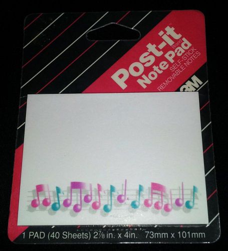 NEW! VINTAGE 1990 POST-IT COLOR MUSIC NOTES STICKY NOTES 40 SHEETS MADE IN USA