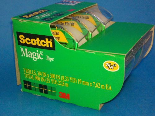 Scotch Magic Tape 3/4&#034; x 300&#034; 3 Rolls w/ Dispenser 3M 3105